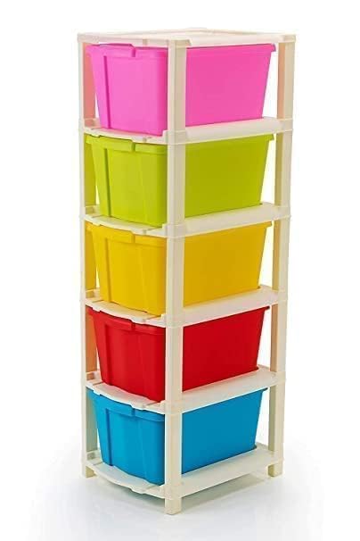 Image of TEKCOOL Plastic Drawer Organizer Self Standard Rectangular Multi Purpose Modular Drawer System Large Chest of Drawer Organizer for Home Office,Product Dimension When assembeled (5XL, Multi);'