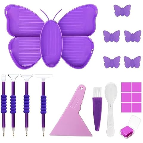 FIYO Diamond Painting Trays Organizer, Diamond Painting Pen Accessories Diamond Painting Tray Organizer, Rhinestone Tray Sorter for DIY Art Craft Supplies, Nail Art Dotting Tool (Purple 2) Cover