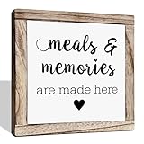 Farmhouse Kitchen Decor - Wall Plaque, Meals & Memories Made Here, 7.9 Inch Wooden Box
