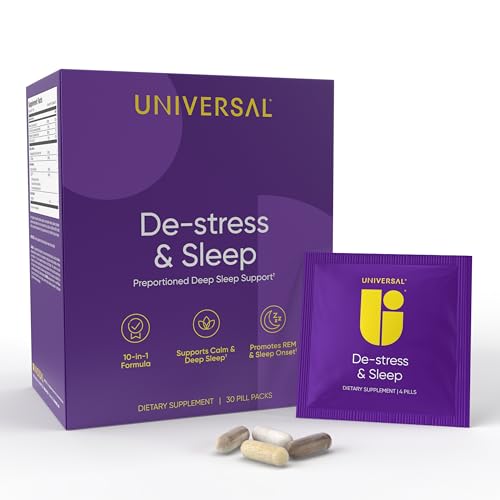 De-stress & Sleep Daily Multivitamin Supplement, Relaxation, Sleep Onset, Vitamin C, B6, Magnesium, Ashwagandha, Melatonin, L-Theanine, Valerian Root, Zinc, Zylaria (30 Pack)