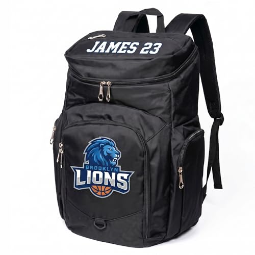 Claycosports Personalized Sports Backpack - Custom Name Gym Bag for Basketball, Soccer, Volleyball-Durable, Large Capacity, Shoe Compartment, Ball Storage, Youth & Adult, All Black