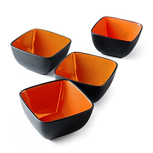 AmorArc 32oz Square Cereal Soup Bowls, Stoneware Bowls Set of