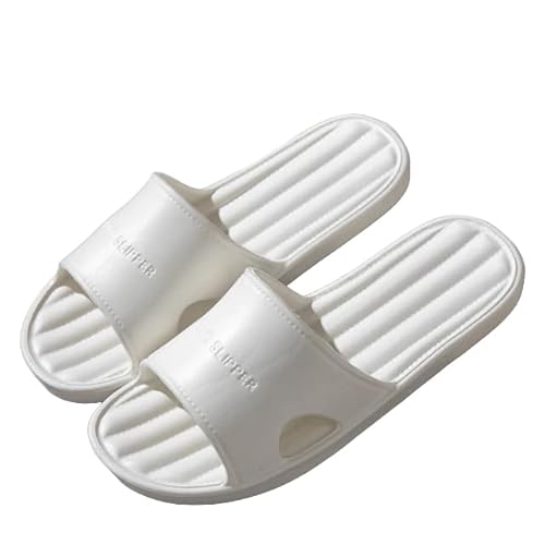 ZuoXun zapatillas Zapatillas De Color Sólido Hombres Sandalias De Playa De Verano Baño Ligero Inicio De La Casa No Slip Zapatos-Blanco-42-43