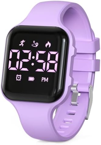 Relógio digital de LED infantil, com contador de passos, à prova ...