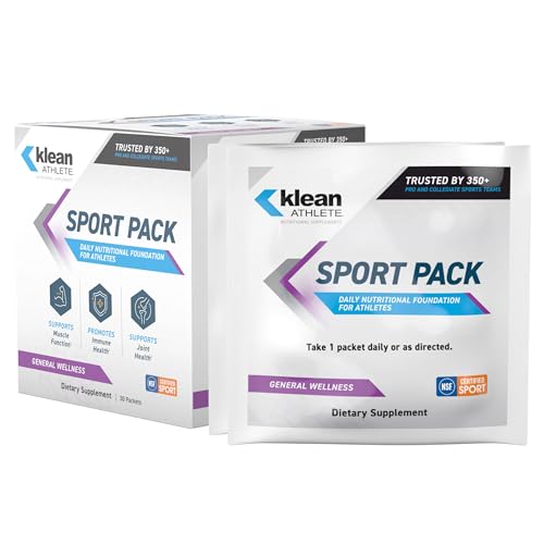 Klean Athlete Klean Sport Pack - Contains Magnesium Glycinate, Vitamin D & Omega-3 - Supports Muscle, Joint & Immune Health - NSF Certified - Daily Nutritional Supplement for Athletes - 30 Packets