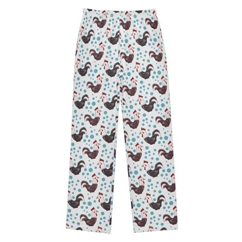 ZZXXB Rooster and Polka Dot Boys Long Pants Soft Trousers Elastic Waist Kids Lounge Bottoms with Pockets S-XL