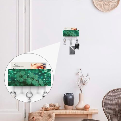 Colgador para llaves de pared verde resistente decorativo de pasillo con 5 ganchos 5