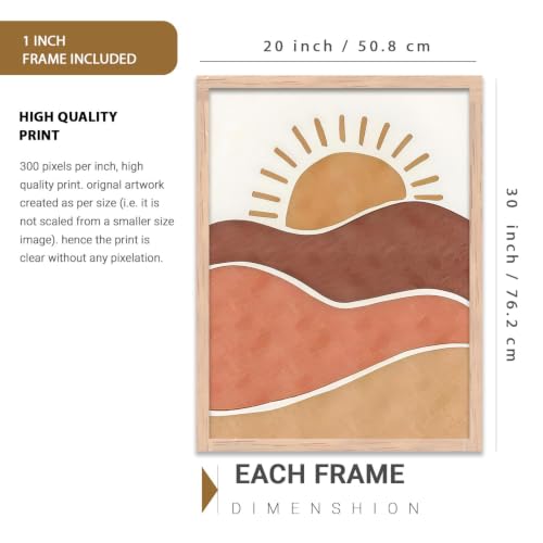 Image of kotart Boho Art Home Decoration Paintings With Frame For Living Room Bed Room Hotel Wall Decor Digital Reprint Set of 3 (20x30 Inch)