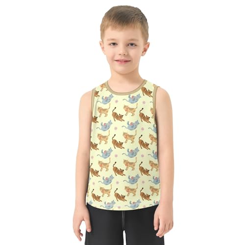 Baby Boys Sleeveless Tank Top Woolly Ball Cat Toddler Athletic Vest 3-10T2