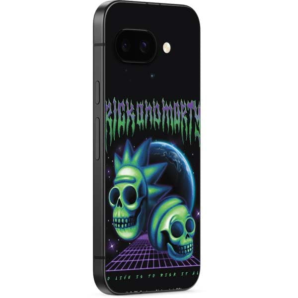 Skinit Decal Phone Skin Compatible with Google Pixel 9a - Officially Licensed Adult Swim Rick and Morty Neon Skulls Design