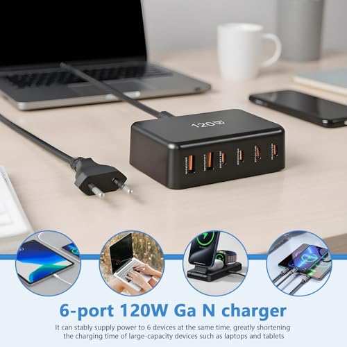 Chargeur Multiport USB C 120W pour Étudiants et Utilisateurs Connectés à Multiples Appareils - 2