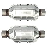 MAYASAF【2 pack】2.5" Inlet/Outlet Universal Catalytic Converter, 15" Overall Length w/o O2 Port (EPA Compliant), 2 pack