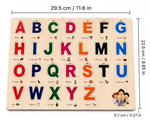 Image of Wooden Name Puzzle for Toddlers 2+ Years | Montessori Letter Matching & Name Recognition Learning Toy | Alphabet Educational Puzzle for Preschool Boys & Girls (Alphabets)