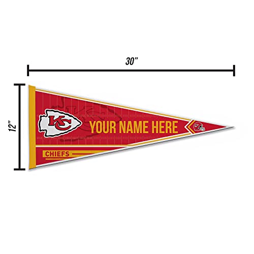 Image of Rico Industries NFL Football Kansas City Chiefs Personalized - Custom 12 inch x 30 inch Soft Felt Pennant - EZ to Hang