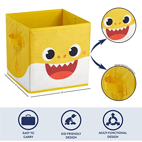 Image of Idea Nuova Baby Shark Collapsible Storage Cubes, Set of 2, 10 inchx10 inch,Baby Shark Blue /Yellow