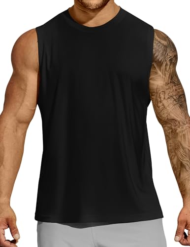 MIER Mens Workout Tank Tops Quick Dry Sleeveless UPF 50+ Muscle Tee Shirts for Athletic Gym Running Swim Beach Training