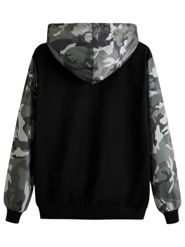 Men's Drawstring Camo Hoodies Long Sleeve Kangaroo Pocket Hooded Sweatshirts Pullover2