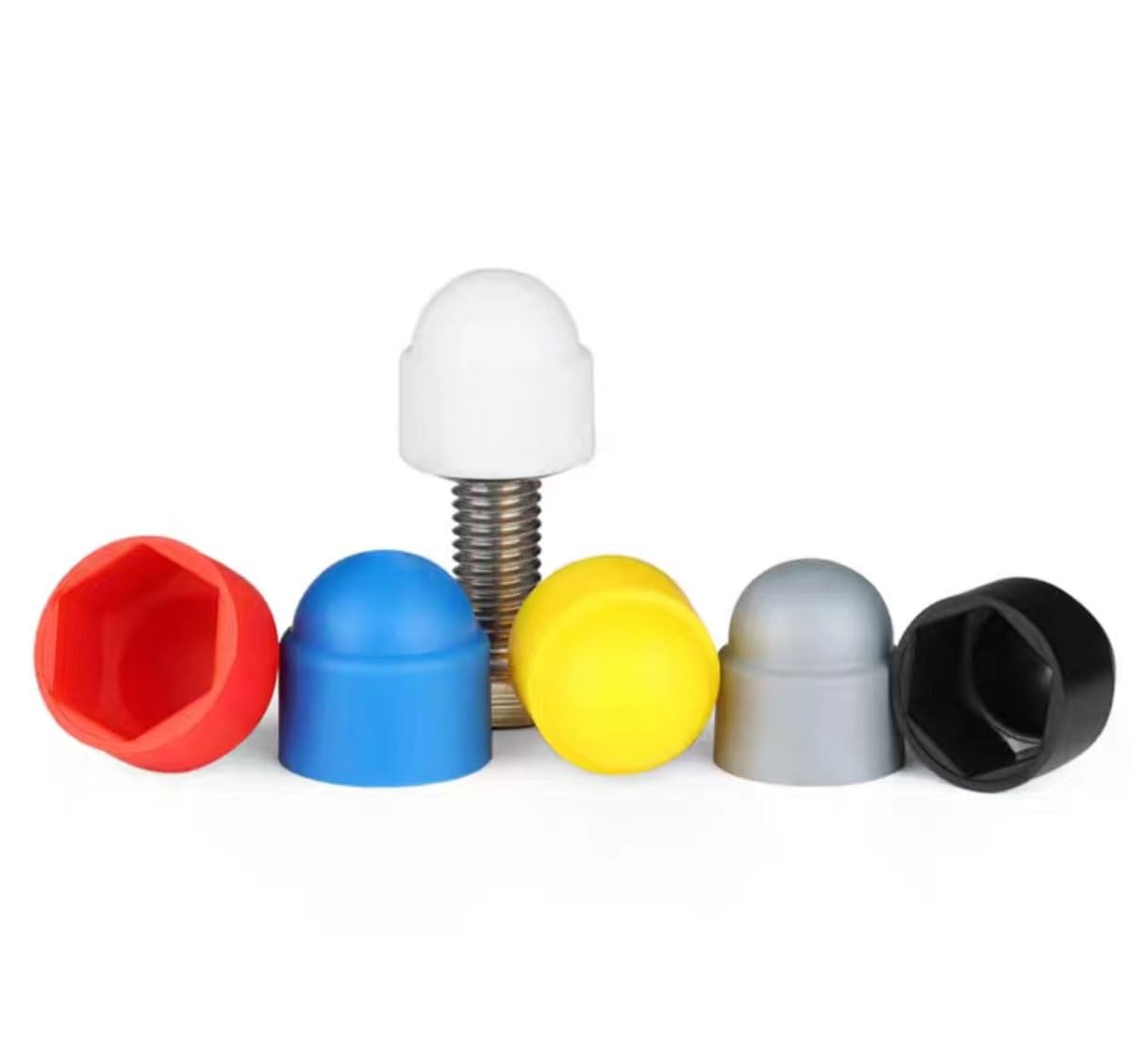 Copertura per tubo in gomma, foro tappo, copertura dado esagonale, 50 pezzi, coperture a cupola bullone grigio M4 ~ M12, protezione plastica per bulloni, viti esagonali (M5 x 8 x 10 mm)