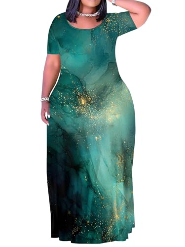 Image of Plus Size Maxi Dresses for Curvy Women T-Shirt Summer Sun Dresses Loose Fit