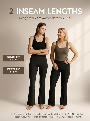 Tapata Petite Women's Bootcut Yoga Pants 26"/28" Inseam High Waist Workout Flare Leggings with Pockets3