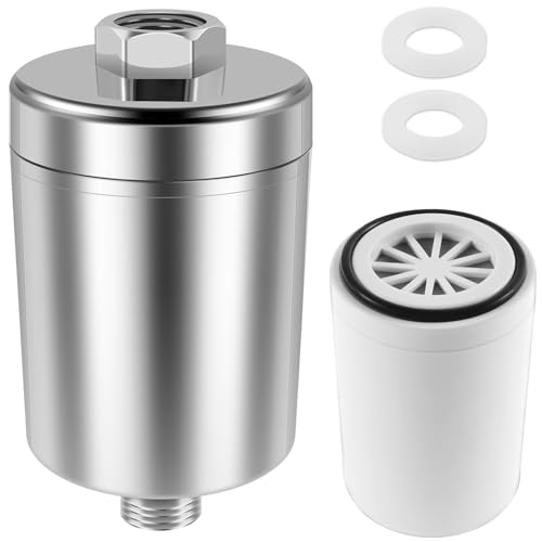 Shower Water Filter, ABS Bathing Water Purifier with Two Filter, Improved Water Quality Water Purifier, Replaceable Filter Safe and Water Saving Bathing Water Purifier Suitable for Bathroom