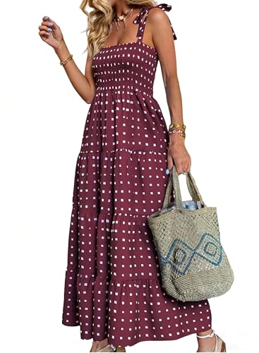 RANPHEE Maxi Dresses for Women 2026 Spring Summer Maroon Long