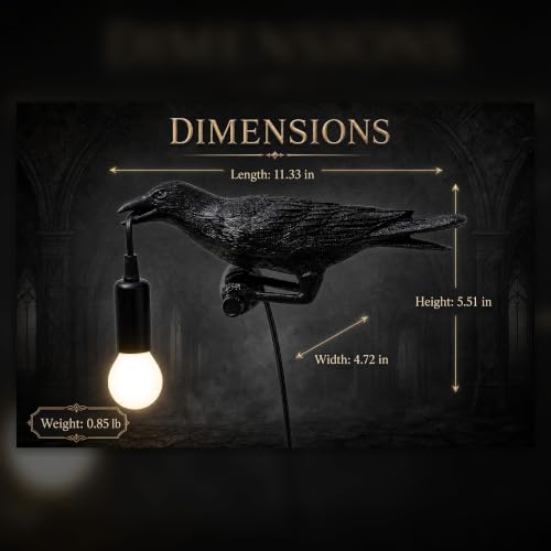 OVANUS Crow Wall Lamp Gothic Decor, Raven Sconce with Dimmable E12 Bulb - image 5