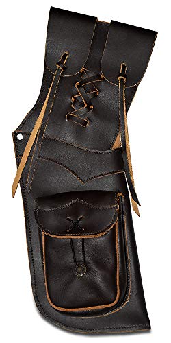 UNIVERSE ARCHERY Back Arrow Quiver | Genuine Leather Arrow Holder | Traditional H-Grade Handmade Quiver for Archery Sports | Lightweight & Comfortable | Plain Brown (39cm/15.50 Inches)