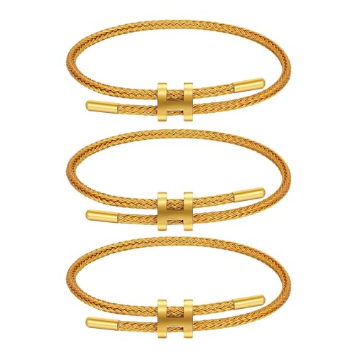 Image of AIMADE Bracelets for Women Adjustable Charm Bracelet, 18k Gold-plated Buckle Design Titanium Steel Wire Rope Women's Gift Jewelry