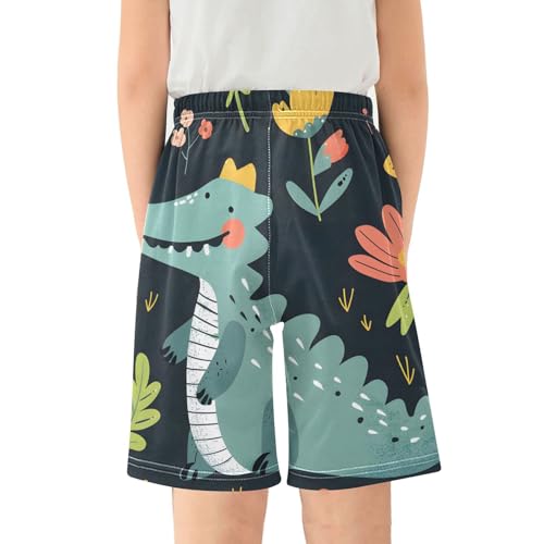 Cartoon Sleep Shorts, Crocodile Small Flower Black Small Flower Black Pajama Shorts, Soft PJ Bottoms2