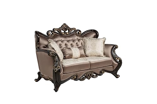 Tlerra Victorian Traditional 71" Loveseat with Tufted Backrest, Curved Armrests,