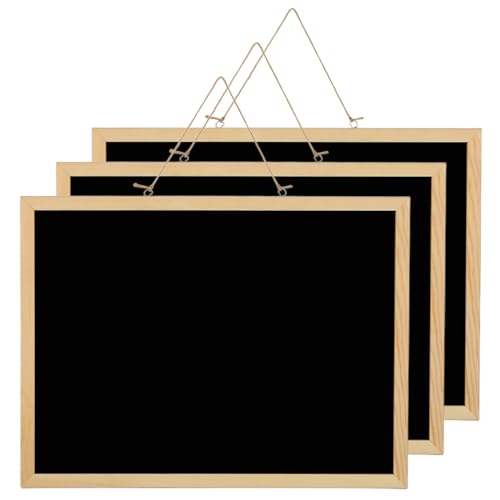 GOYADA Lot de 3 Tableau à Craie Noir avec Cadre en Bois, Tableau de Craie Noir 40 x 30 cm,...