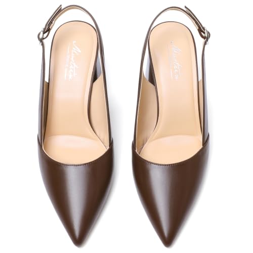 Image of Mostrin Kitten Heels for Women Slingback Pointed Closed Toe Heels Women's Pumps Shoes for Wedding, Party, Commuting
