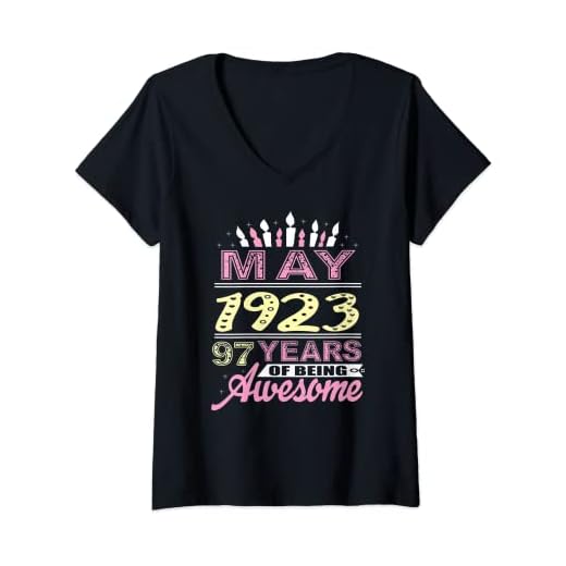 Mujer Mayo 1923 97 Años De Edad 97 Cumpleaños Vela Romántica Mujeres Camiseta Cuello V
