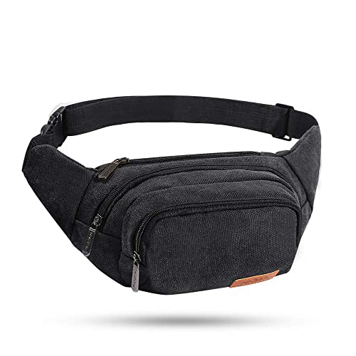 Riñonera, Riñonera 3 Zip Bolsillos en la Cintura Viajes Senderismo Deportes al Aire Libre Paquete de Lienzo Cinturón de Dinero de Vacaciones Bolsa Cover