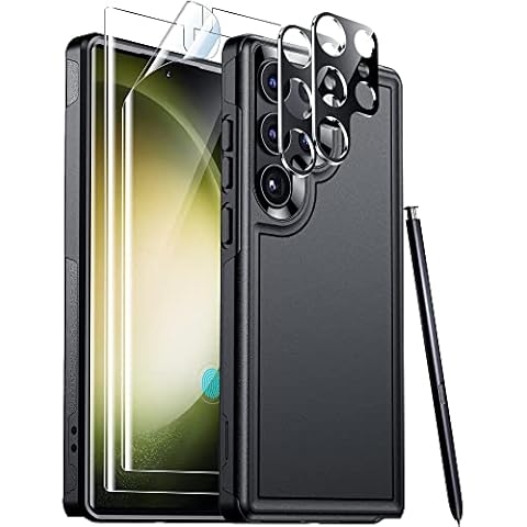 Red2Fire for Samsung Galaxy S23 Ultra Case, [Military Grade Shockproof] with 2Pcs [Soft Screen Protector + Lens Protector] Heavy Duty Full Body Protection Phone Case for S23 Ultra Case 5G, Black Cover