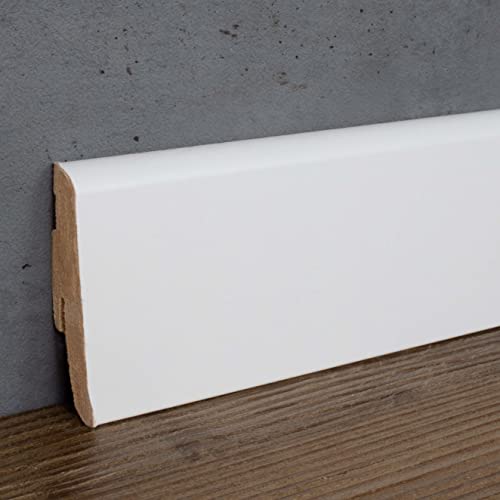 PROVISTON | Sockelleiste | Abgerundetes Profil | 19 x 58 x 2400 mm | MDF foliert | Weiß | Moderne Fußleiste | 2.4 Meter