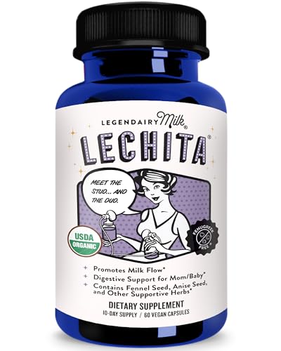 Legendairy Milk Lechita, Supports Milk Flow, Organic Fenugreek Free Breastfeeding Supplement, Organic Fennel & Anise, Made in USA, 60 Vegan Capsules