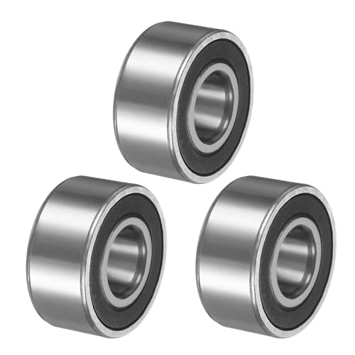 sourcing map 3Pcs 3202-2RS/5202-2RS Double Row Sealed Angular Contact Ball Bearing, 15 x 35 x 15.9mm Ball Bearings for Electric Motor, Pumps, Compressors, Agricultural Machinery