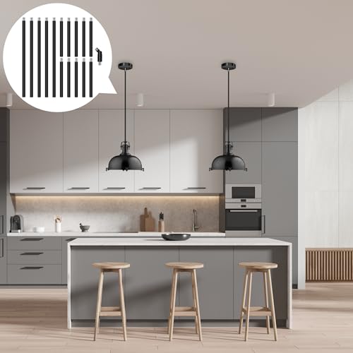Image of M10 Threaded Extension Poles, 5 PCS 12-inch & 10 PCS 6-inch Lighting Fixture Downrods Stems & 180 Degrees Sloped Ceiling Adapter Kits for Pendant Light, Island Lighting, Chandeliers (Black)
