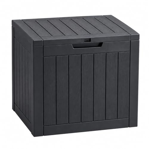 Durabull Indoor/Outdoor 120L Storage Box. Weather-Resistant. Plastic Wood Plank Effect Garden Balcony Tool Toy Parcel or General Storage Box. Large Capacity. (Anthracite)