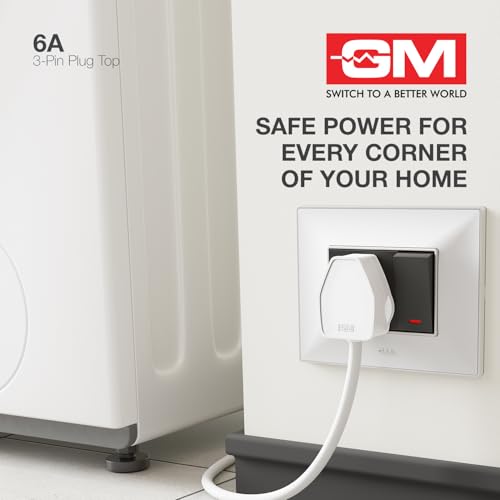 Image of GM 8202 16A 3‑Pin High‑Capacity Plug Top - Durable Polycarbonate Body for Air Conditioners, Geysers, Microwaves & Heavy Appliances