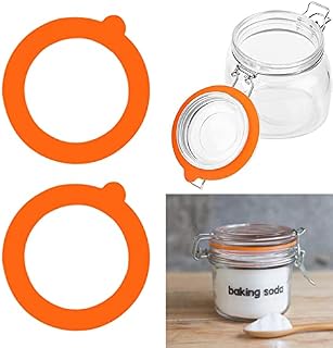 2pcs Silicone Replacement Gasket Seals, Mason Jar Rubber Seals Sealing Ring Silicone Gaskets for Mason Jar Lid, Regular Wide Mouth Glass Jars, Storage Jars Glass Sealed Cans (Orange)
