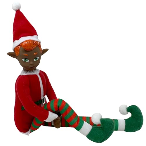 The Original Elf 12 Plush Christmas Elf Doll Poseable Shelf Sitter with Dangling Legs Perfect for Christmas Decorations Toy Elf for Kids Mini Elf Christmas Elves and Elf Tree Topper