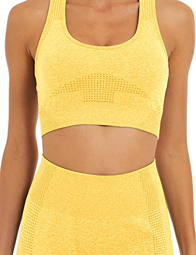 Toplook Women Seamless Yoga Workout Set 2 Piece Outfits Gym Shorts Sports Bra (Yellow, Medium, m) - Thumbnail 7