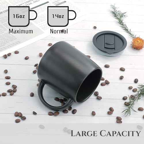 Taza cerámica con tapa 14 oz negra miniatura 3