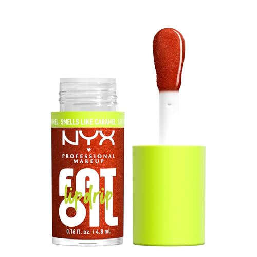 NYX PROFESSIONAL MAKEUP Fat Oil Lip Drip Moisturizing Lip Oil Gloss Tinted Formula & Up to 12 HR Hydration Vegan & Cruelty-Free - Caramelt Mami (Bronze)