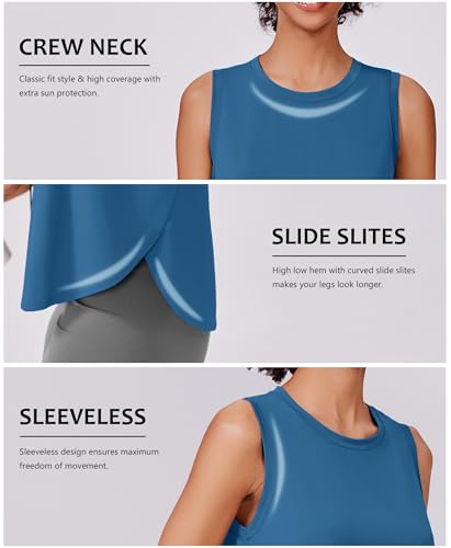 Image of PINSPARK Workout Tank Tops Woman Ice Silk UPF 50+ Athletic Yoga Shirts