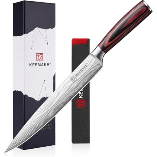 KEEMAKE Couteau Cuisine à Découper 20 cm, Couteau Professionnel à Viande avec Fourreau de Lame, Couteaux en Acier Inoxydable pour Cuisine de Restaurant