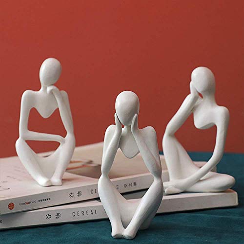 Asng Resin Thinker Style Abstract Sculpture Statue Collectible Figurines Home Office Bookshelf Desktop Decor (White,Left, Small) #TOP6